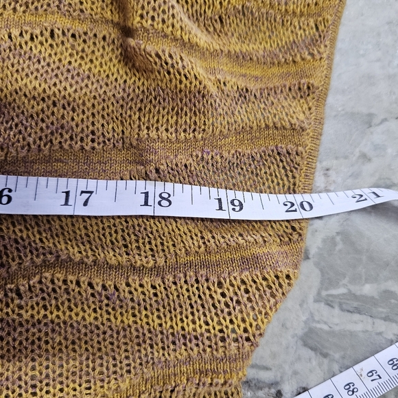 "Anthropologie Moth Open Knit Hooded Cardigan Vest Mustard Purple Small" - Picture 6 of 10